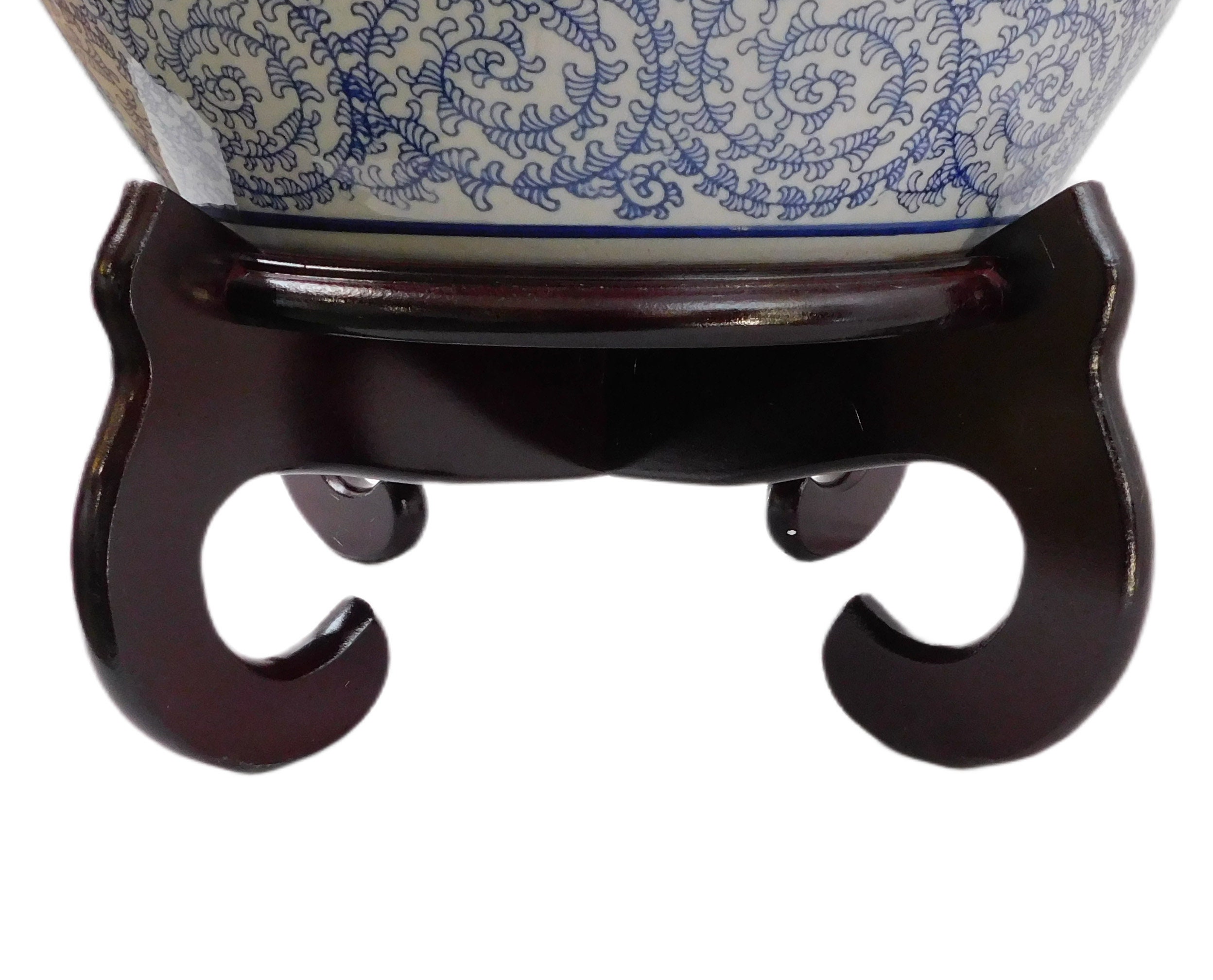 Dark Mahogany Color 4legged Oriental Fish Bowl Planter Stand Etsy