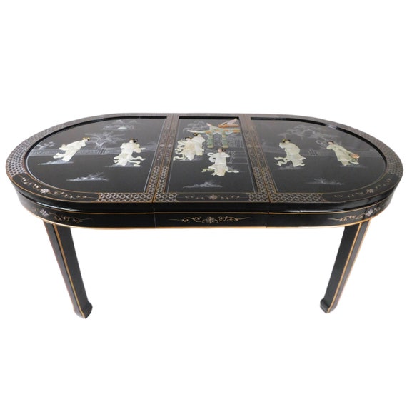 Oriental black lacquer dining table sale