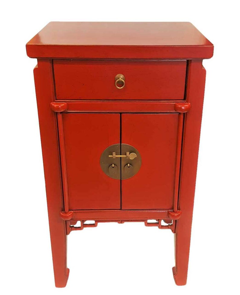 Oriental End Table Antique Black or Red Lacquer Etsy
