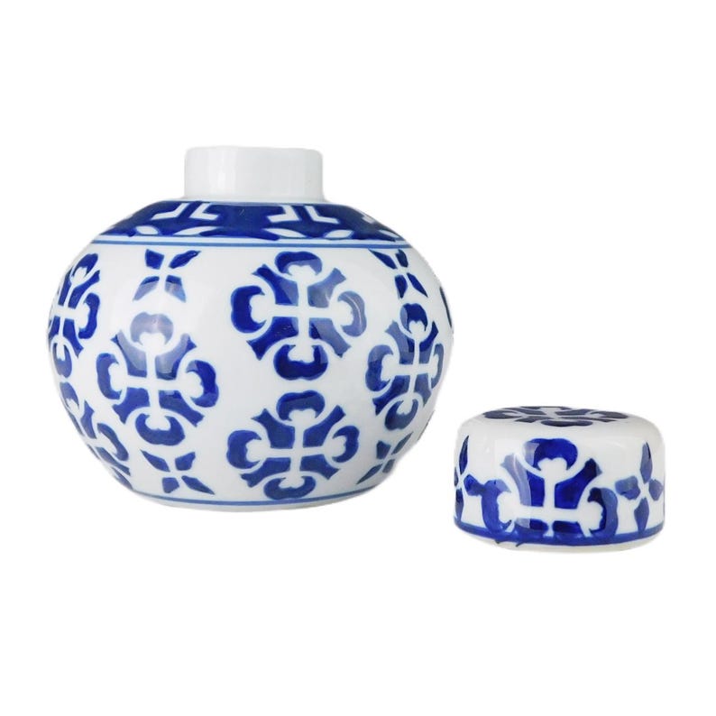 5"h. blue and white ginger jar from oriental furnishings image 3