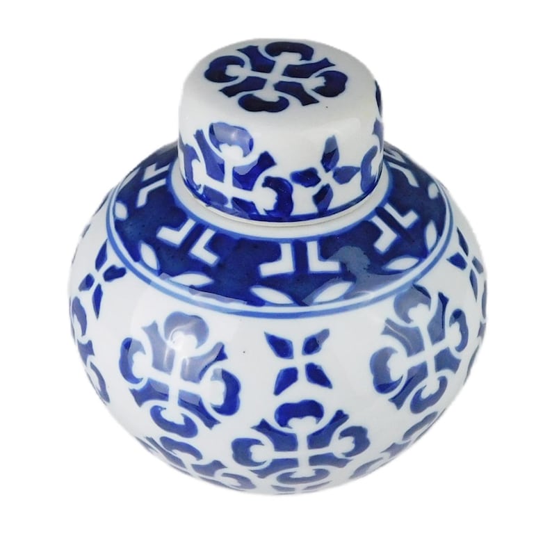 5"h. blue and white ginger jar from oriental furnishings image 2