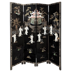 ☆☆☆ページDORIS アンティーク ヴィンテージ レトロ モダン Vintage Chinoiserie Mother of Pearl Four-panel Room Divider