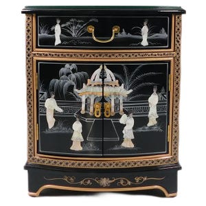 20" Oriental End Table Black Lacquer