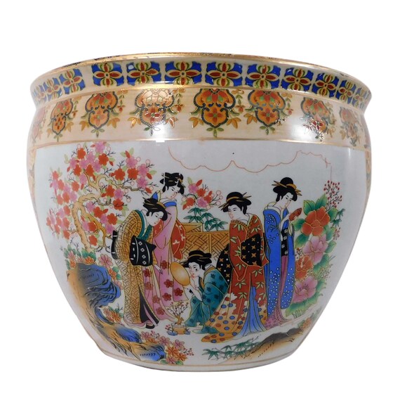 Chinese Porcelain Fishbowl Planter With Satsuma Geisha -  Canada