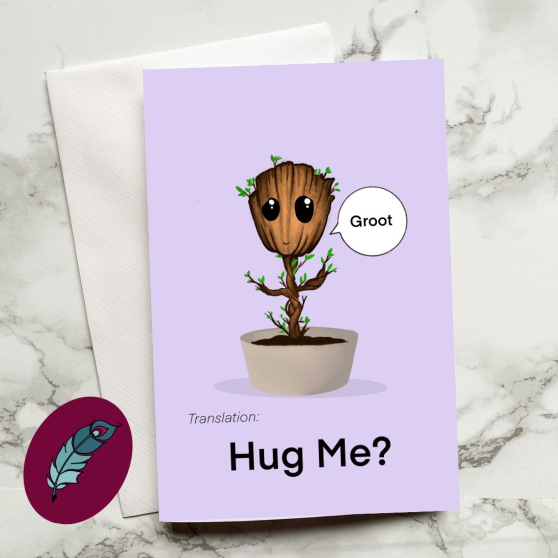 Groot Valentines Day card hug me cute marvel guardians of the | Etsy