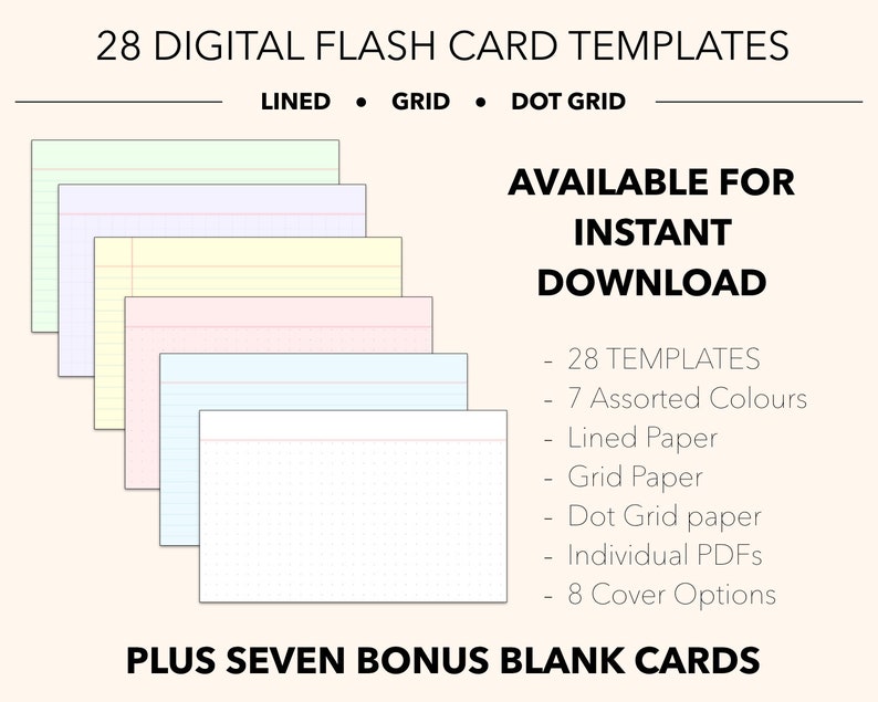 28 Digital FLASH Card Templates INDEX /FLASH Grey Blue Etsy