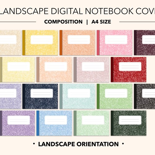 Digital Notebook Cover Portrait and Landscape 8 Colors Etsy