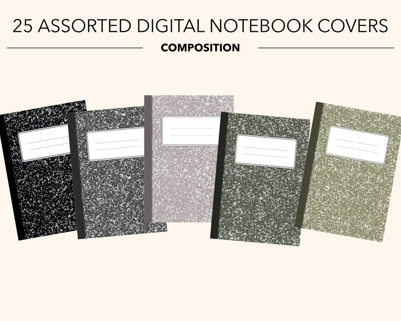 25 COMPOSITION Digital Notebook COVERS Composition Notebook Etsy