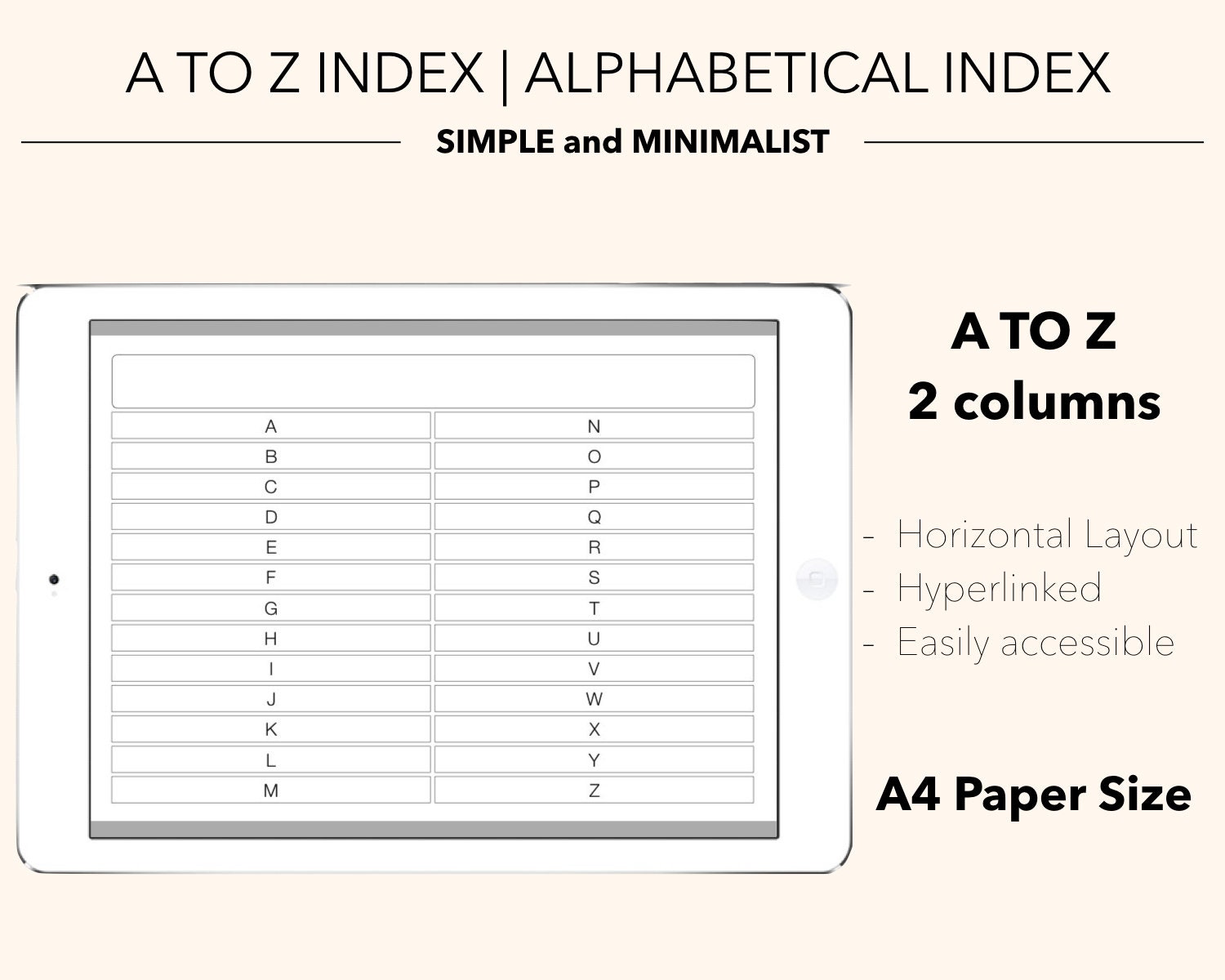 A TO Z FILING System Alphabetical INDEX Simple Minimalist Etsy