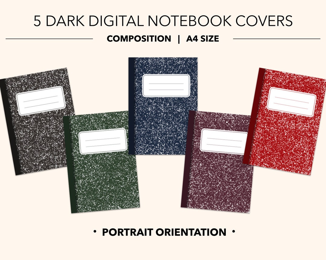 5 COMPOSITION Digital Notebook COVERS Dark Goodnotes - Etsy