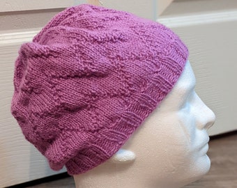 Tricot Zigzag Slouch Beanie, Violet