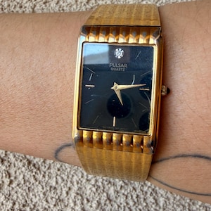 Working Vintage Pulsar Y481-8060 Dress Tank Quartz Watch New Battery Rare 26mm Vintage pulsar tank watch - Gem main image 2