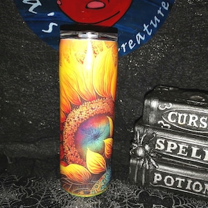Beautiful Sunflower glitter 20 oz resin Tumbler with straw and lid