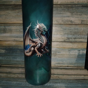 30 oz Dragon  resin Tumbler with scales with straw and lid.
