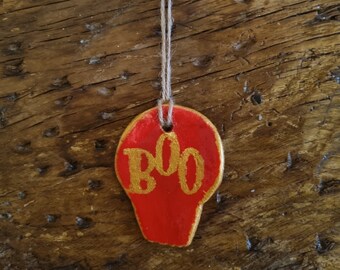 Red and Gold Boo Decoration