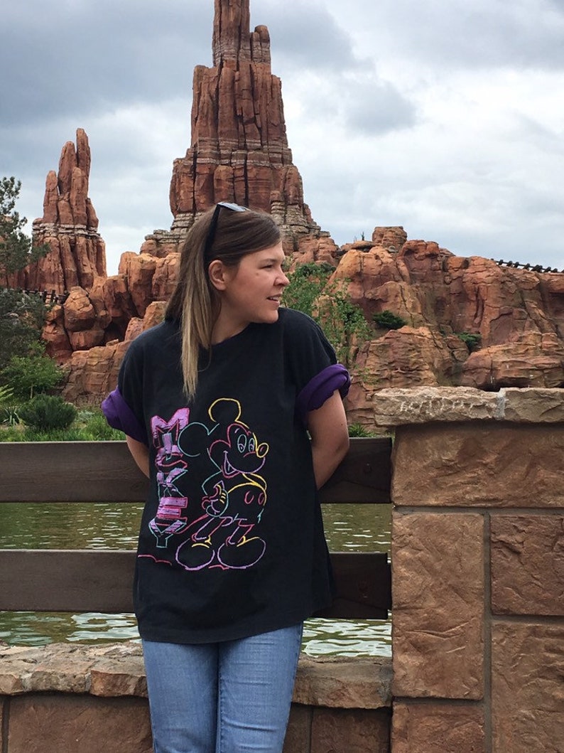 Vintage Mickey Mouse Oversized Neon T Shirt