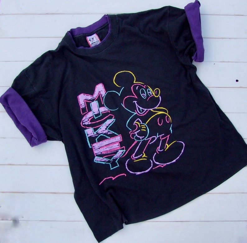 Vintage Mickey Mouse Oversized Neon T Shirt