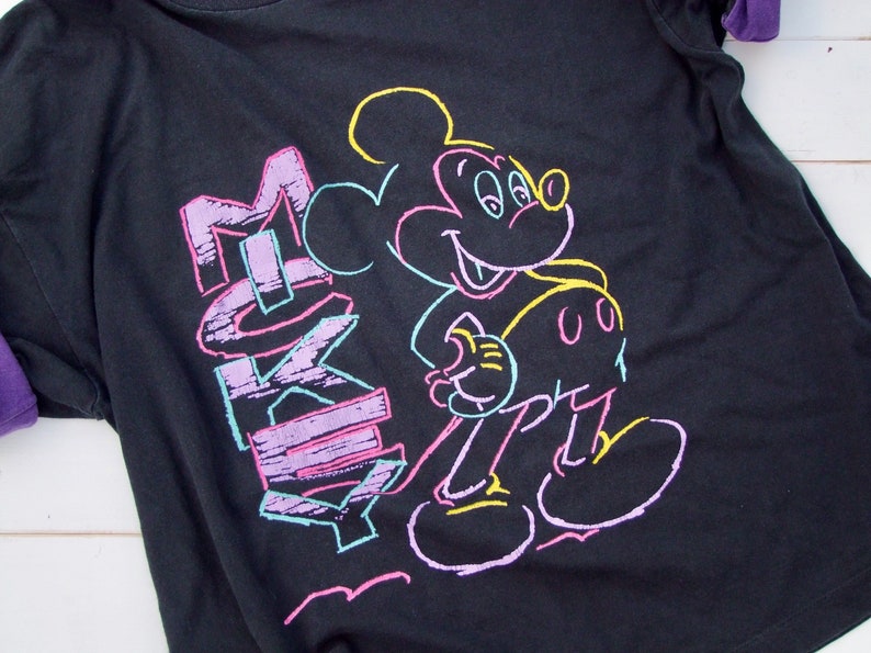 Vintage Mickey Mouse Oversized Neon T Shirt
