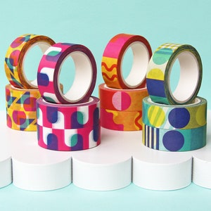 Washi Tape Set of 4 Rolls 4 x Mixed Designs of Patterned Paper Tape zdjęcie 1