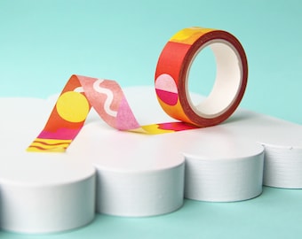 Washi Tape - Pink / Yellow / Orange Geometric Patterned Paper Tape