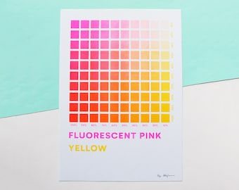 A3 Pink & Yellow Risograph Colour Chart - Large Riso Print / Wall Art