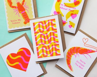 Love Card Bundle - 5 Card Deal of Love Themed Cards for Anniversary's, Weddings, Birthdays