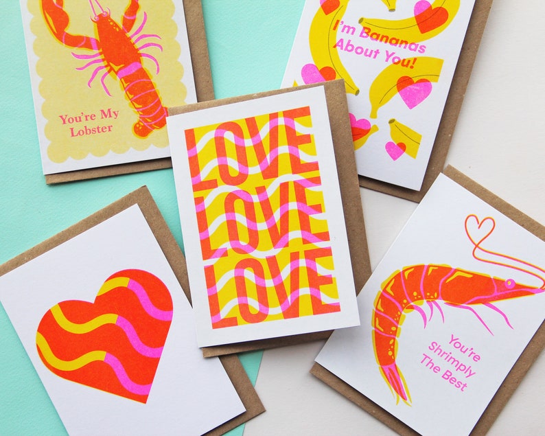 Love Card Bundle 5 Card Deal of Love Themed Cards for Anniversary's, Weddings, Birthdays Bild 1