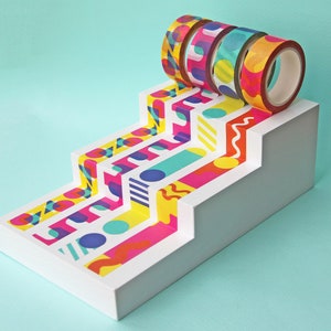 Washi Tape Set of 4 Rolls 4 x Mixed Designs of Patterned Paper Tape zdjęcie 2