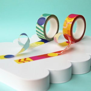 Washi Tape Set of 4 Rolls 4 x Mixed Designs of Patterned Paper Tape image 3