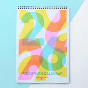 2026 Wall Calendar - A4 Risograph Calendar, 12 Month Limited Edition