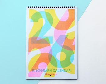 2026 Wall Calendar - A4 Risograph Calendar, 12 Month Limited Edition