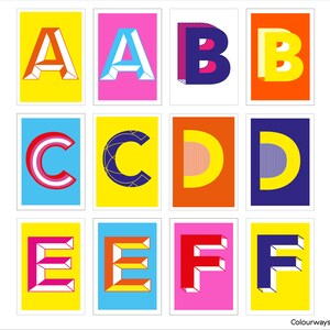 A5 Letter Risograph Prints Colourful Alphabet Prints / Initial Prints image 5