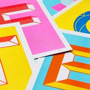 A5 Letter Risograph Prints Colourful Alphabet Prints / Initial Prints image 4