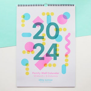 SECOND - 2024 Wall Calendar - Risograph A3 Calendar / Large Family Planner