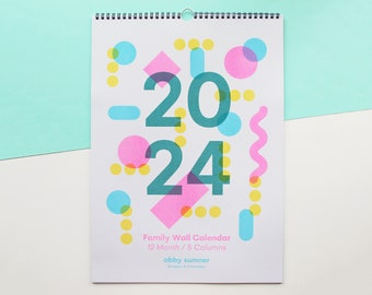 SECOND - 2024 Wall Calendar - Risograph A3 Calendar / Large Family Planner