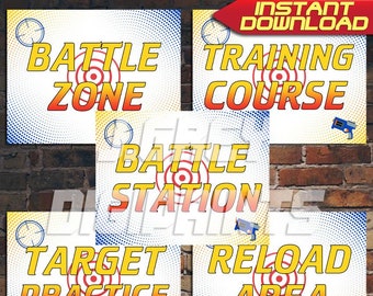 Printable Nerf Battle Party Signs – Nerf War Decor (Digital Download)