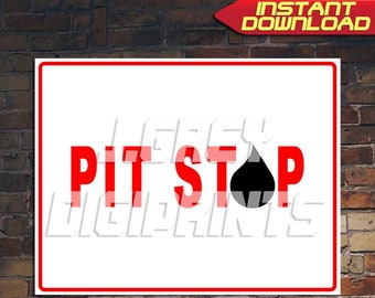 Monster Truck Pit Stop Sign – Car Birthday Party Decor (Digital Download)