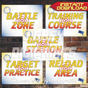 Printable Nerf Battle Pack - Nerf Targets | Nerf Battle Signs | Nerf Battle Decor | Nerf War Party | Nerf Signs | Nerf Games
