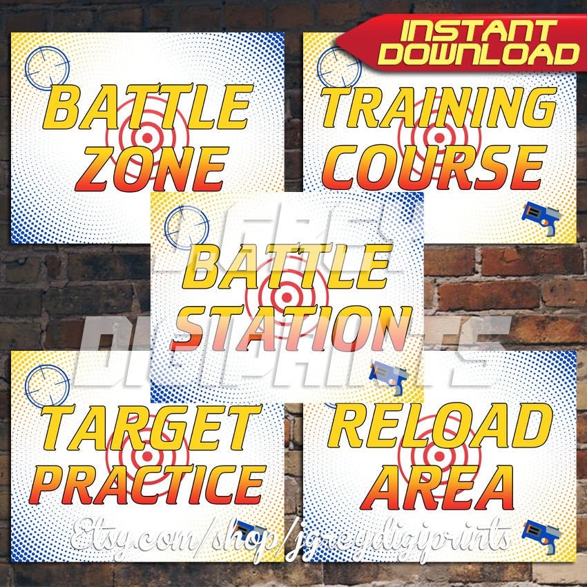 Printable Nerf Battle Pack Nerf Targets Nerf Battle Signs Nerf Battle Decor Nerf War Party Nerf ...