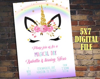 Magical Unicorn Invitation, Unicorn Party, Unicorn Birthday, Unicorn Invite, Birthday Invitation, Girl Invitations