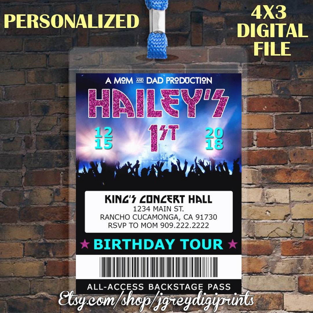 Rockstar Birthday Invitation, Backstage Pass Invite (digital Printable ...
