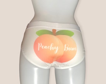 Peachy Bum Woman’s White Funny Underwear. Funny birthday gift for Girlfriend or wife. Birthday funny gifts for a Girl.