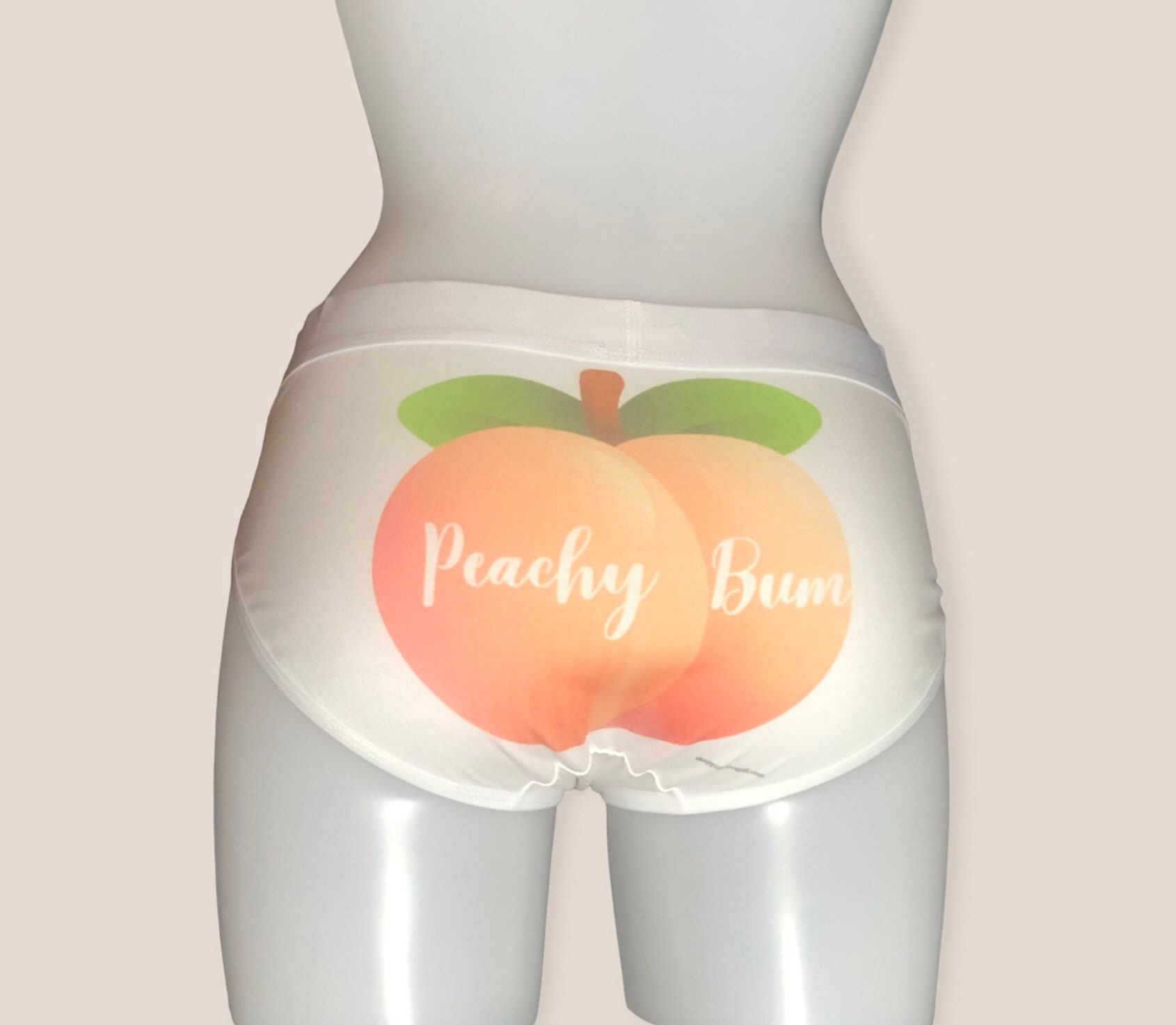 Peachy Bum Womans White Funny Underwear. Funny Birthday Gift for Girlfriend  or Wife. Birthday Funny Gifts for a Girl. 