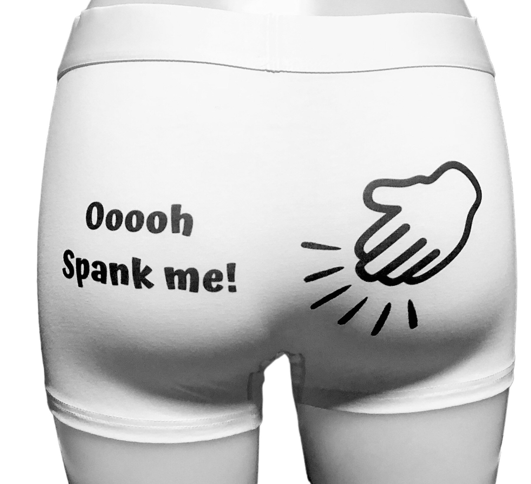 Men’s White Printed Boxer Shorts. Ooooh Spank me! Funny, Kinky Boxer shorts. Funny birthday gift for Boyfriend or Husband