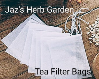 TEA FILTER BAGS | Drawstring Tea Infuser | Perfect for Loose Leaf Tea | Reusable, Dispoable + Easy to Fill | Great for Bath Sachets & More!