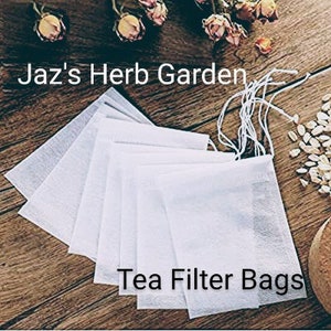 TEA FILTER BAGS | Drawstring Tea Infuser | Perfect for Loose Leaf Tea | Reusable, Dispoable + Easy to Fill | Great for Bath Sachets & More!