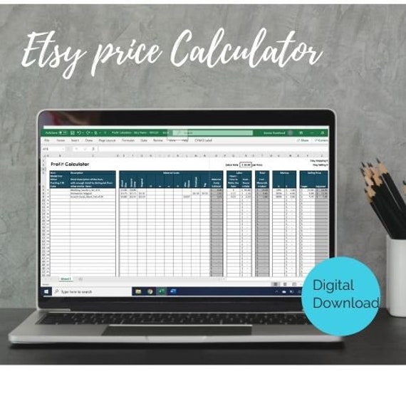 Etsy pricing calculator pricing spreadsheet cost calculator Etsy