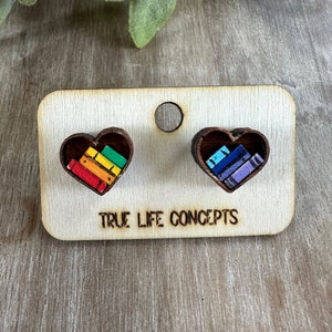 Miniature Rainbow Bookshelf Earrings for Women, Librariancore, Book ...