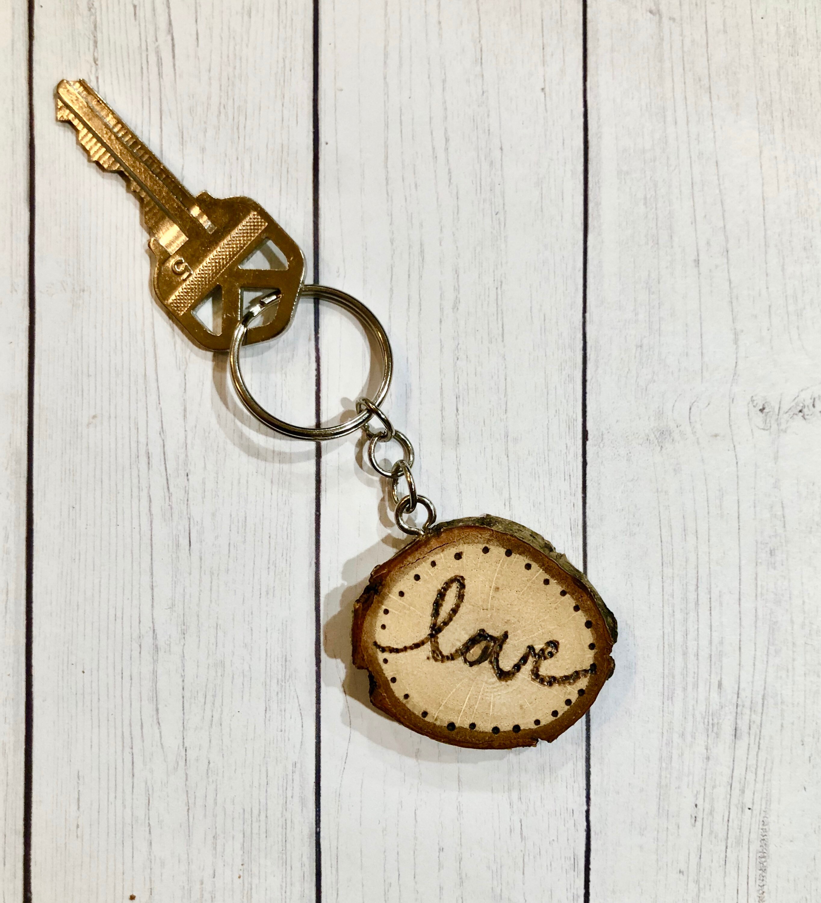Wood keychain love keychain for her Valentines Day gift for Etsy