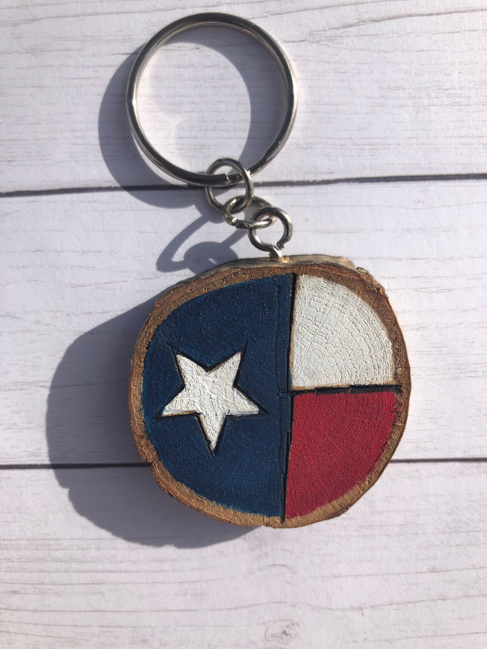 Texas flag keychain wood slice keychain Texas girls trip Etsy